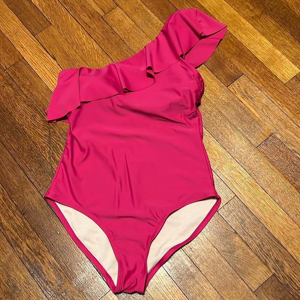Kona Sol Magenta One Shoulder Bathing Suit Size Medium (8-10)
